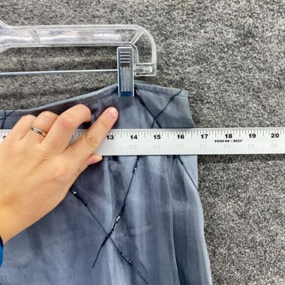 Express Skirt Suit Women 9/10 Blue Rhinestone Zipper Sleeveless Silk Lined - Picture 10 of 12